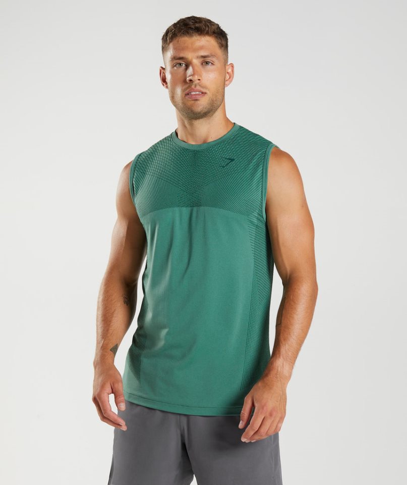 Men\'s Gymshark Apex Seamless Tanks Green | NZ 3RHOGV